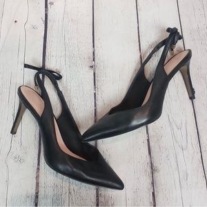 Kate Spade Black Leather Sling Back Heels Size 9